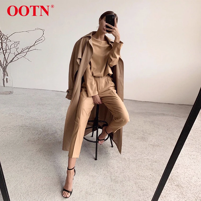 OOTN повседневные брюки цвета хаки с высокой талией женские осенне-зимние коричневые женские офисные брюки с карманами на молнии однотонные женские прямые брюки