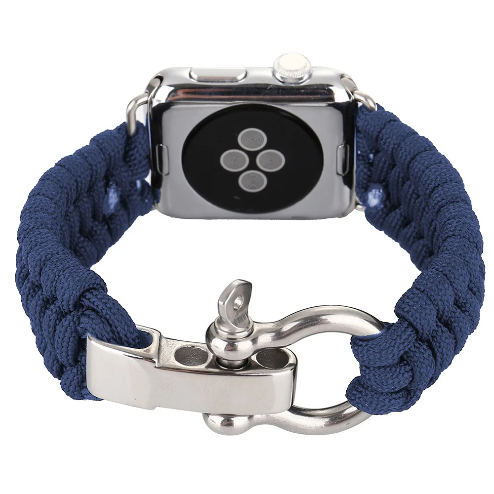Открытый спортивный ремешок для наручных часов для Apple Iwatch 1 2 3 4 многофункциональная нейлоновая веревка для зонтика браслет Ремешки на запястье 38 мм 40 мм 42 мм 44 мм