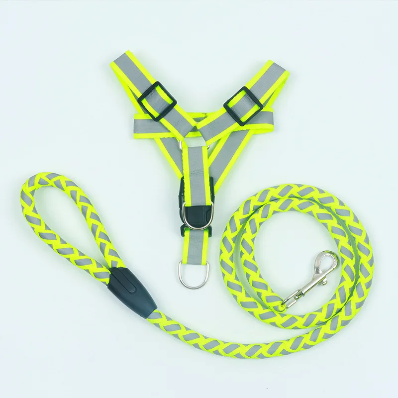 

Reflective Dog Harness Leash Set Braided Traction Round Rope Large Medium Small Dog Chain Night Out Luminous Harness For Dogs