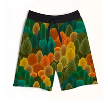 Американский американский размер осень лес 3D сублимационный принт модные мужские спортивные шорты с струной