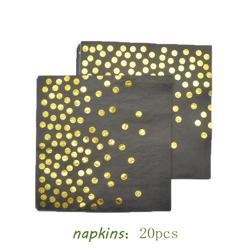 20pcs napkins Белое золото фольги бумажные тарелки и соломки Свадебные украшения приглашения одноразовые посуда День Рождения украшения для взрослых - Цвет: 20pcs napkins