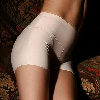 

Sexy Women High Waist Panties Short Safety Pants Seamless Ice Silk Leggings Sexy Underwear Bandage Tight 3 Color