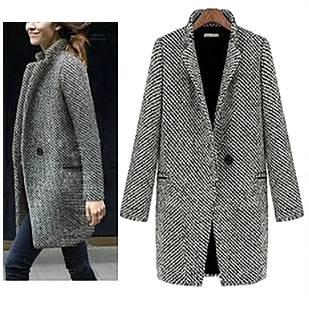 

HOT!!!! Autumn Winter Women Solid Color Slim Fits Cardigan Warm Thicken Woolen Midi Coat warm woolen coat women long coat winter
