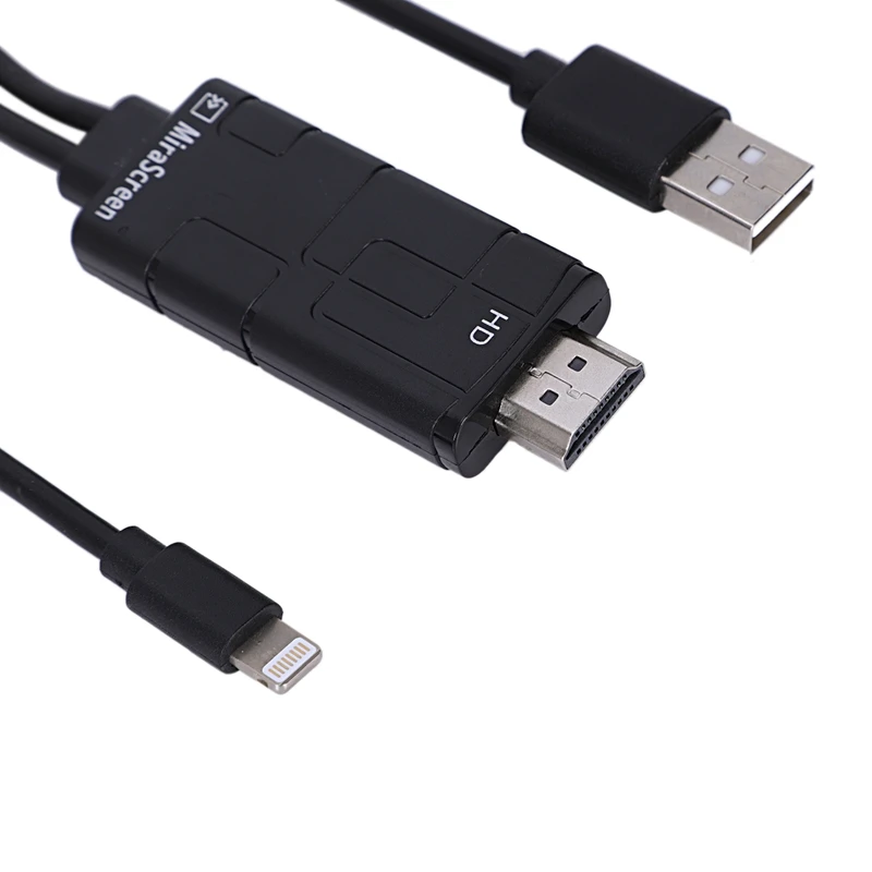 AMS-HDMI кабель, 8-контактный кабель для iPhone в HDMI 1080P HDTV AV кабель адаптер для iPhone X, iPhone 8, iPhone 7 6S Plus iPad Blac