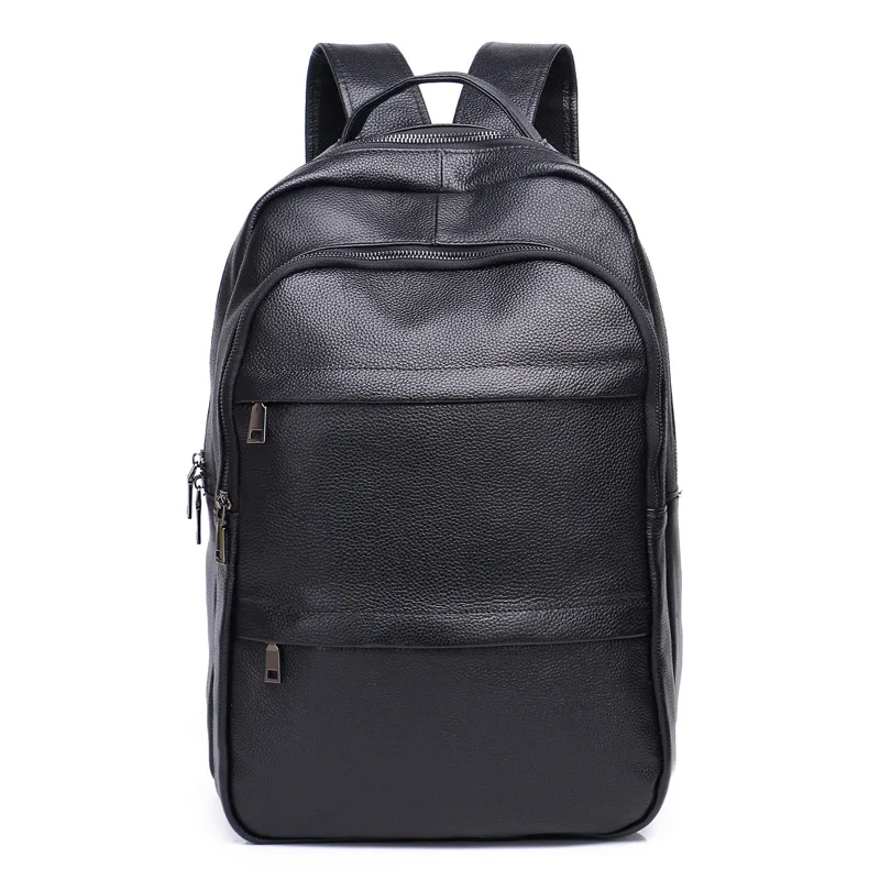 Бренд GO-LUCK, новинка, черный рюкзак из натуральной кожи для бизнеса, компьютера, ноутбука, мужской повседневный рюкзак для путешествий - Цвет: Black
