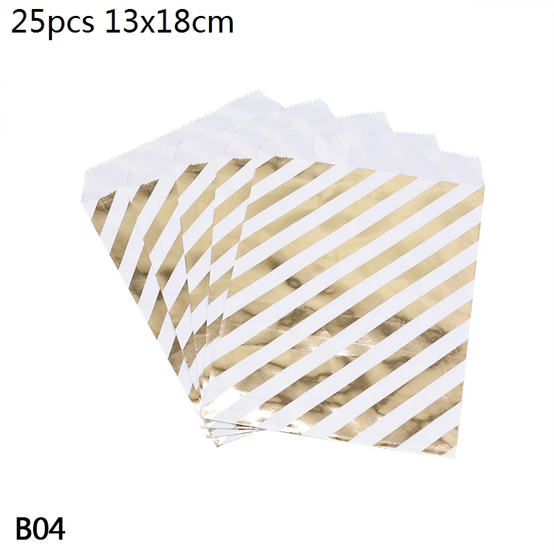 Крафт-бумажные пакеты для печенья, печенья, конфет - Цвет: B04-25pcs striped