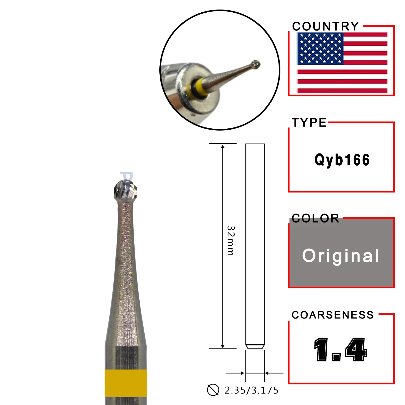 RolinStar Ball 8 Shape cuticle clean manicure pedicure Nail Drill Bit Rotary Burr Dental nail art tools nail drill bit nail drill bits