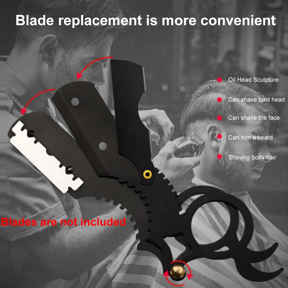 Steel Shaving Tool Depilation Barber Razor Manual Haircut Oil Head Hairdresser Cutter Holder Straight Edge Beard 5