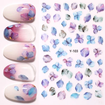 

1PC Purple 3D Nail Stickers Special Bohemia Blooming Cloud Image Nail Transfer Decals Slider DIY Nail Art Decoration