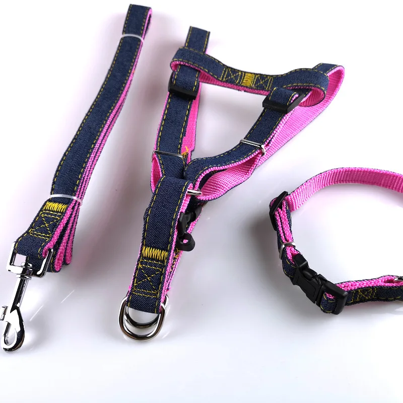 

Dog Leash Harness Collar Arnes Pet Traction Rope Thickened Denim Chest Strap Correa Perro Dog Rope Chain Collier Chien Coleira
