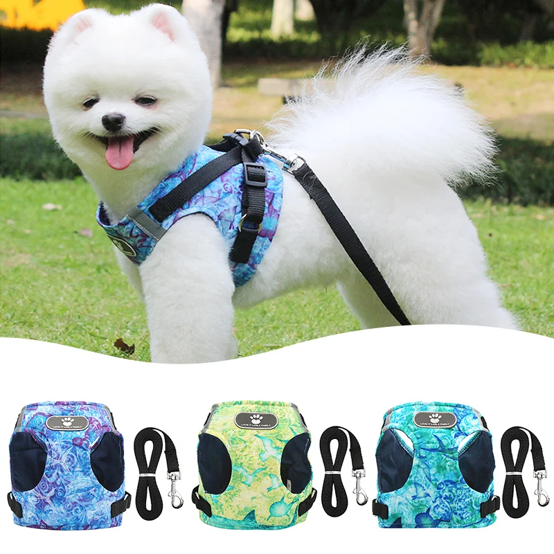 

Dog Harness for Chihuahua Pug Small Medium Dogs Nylon Mesh Puppy Cat Harnesses Vest Reflective Walking Lead Leash Petshop sets35