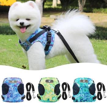 

Dog Harness for Chihuahua Pug Small Medium Dogs Nylon Mesh Puppy Cat Harnesses Vest Reflective Walking Lead Leash Petshop sets35