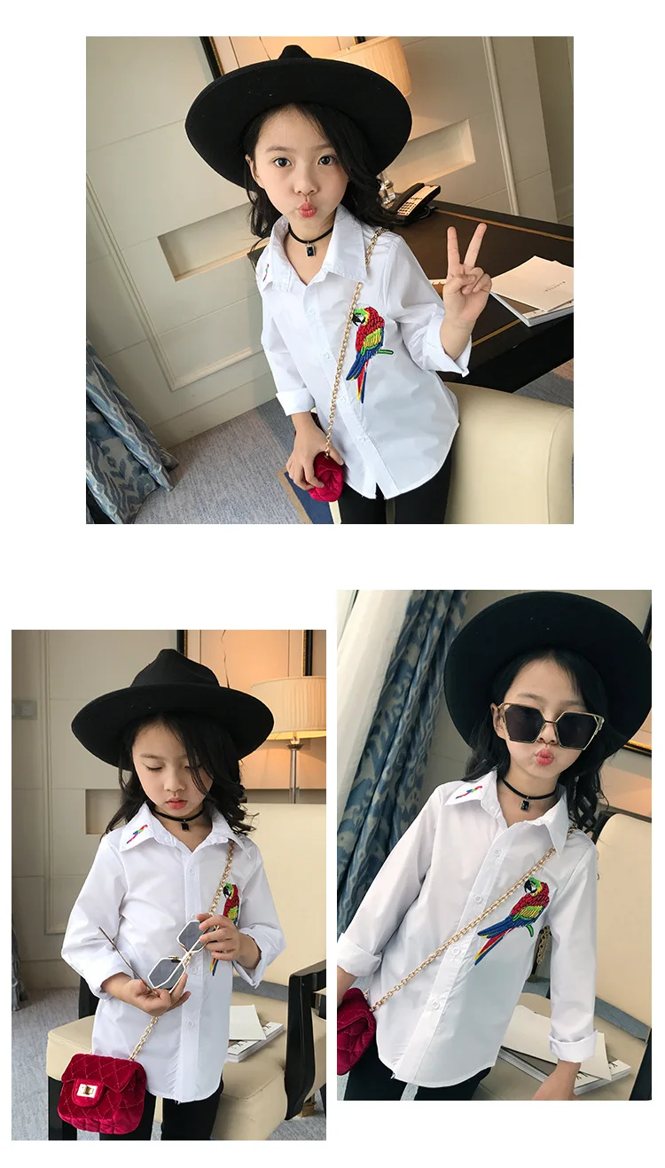 Рубашка для девочек коллекция года, Весенняя новая стильная куртка с вышивкой в Корейском стиле милая рубашка с героями мультфильмов для больших мальчиков поколение полных