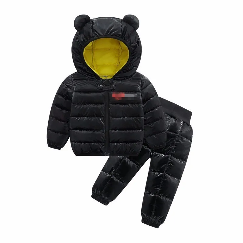 

New Winter baby children's down cotton suit hooded jacket 2 sets of boys and girls coats overalls set Warm Kids cotton Clothing