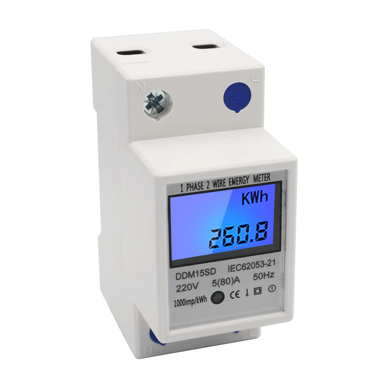 Single-phase electricity meter Energy meter Din rail meter with LCD digital 