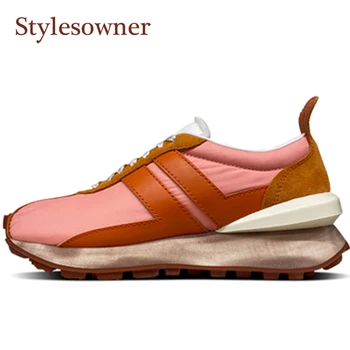 

Real Leather Thick Bottom Plate Shoes White Stylish Street Walking Shoes All-match Lace-Up Casual Deisgner Brand Sport Shoes