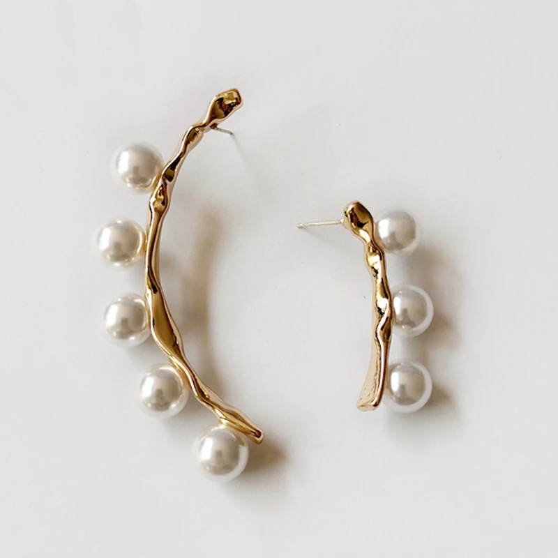 Peri'sBox ассиметричные серьги с искусственным жемчугом, серьги-гвоздики, геометрические серьги для женщин, французские элегантные серьги, новинка