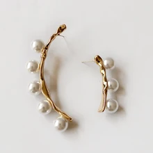 Peri'sBox ассиметричные серьги с искусственным жемчугом, серьги-гвоздики, геометрические серьги для женщин, французские элегантные серьги, новинка