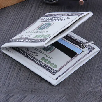 

Men US Dollar Bill Wallet Brown Leather Bifold Credit Card Photo Bag card holder carteira portfel purse кошелек мужской портмоне