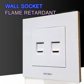 

RJ11 Tel Telephone Wall Socket German Bayer Flame Retardant PC White, 86*86mm, Dual rj 11 Tel Socket, 10 Year Warranty