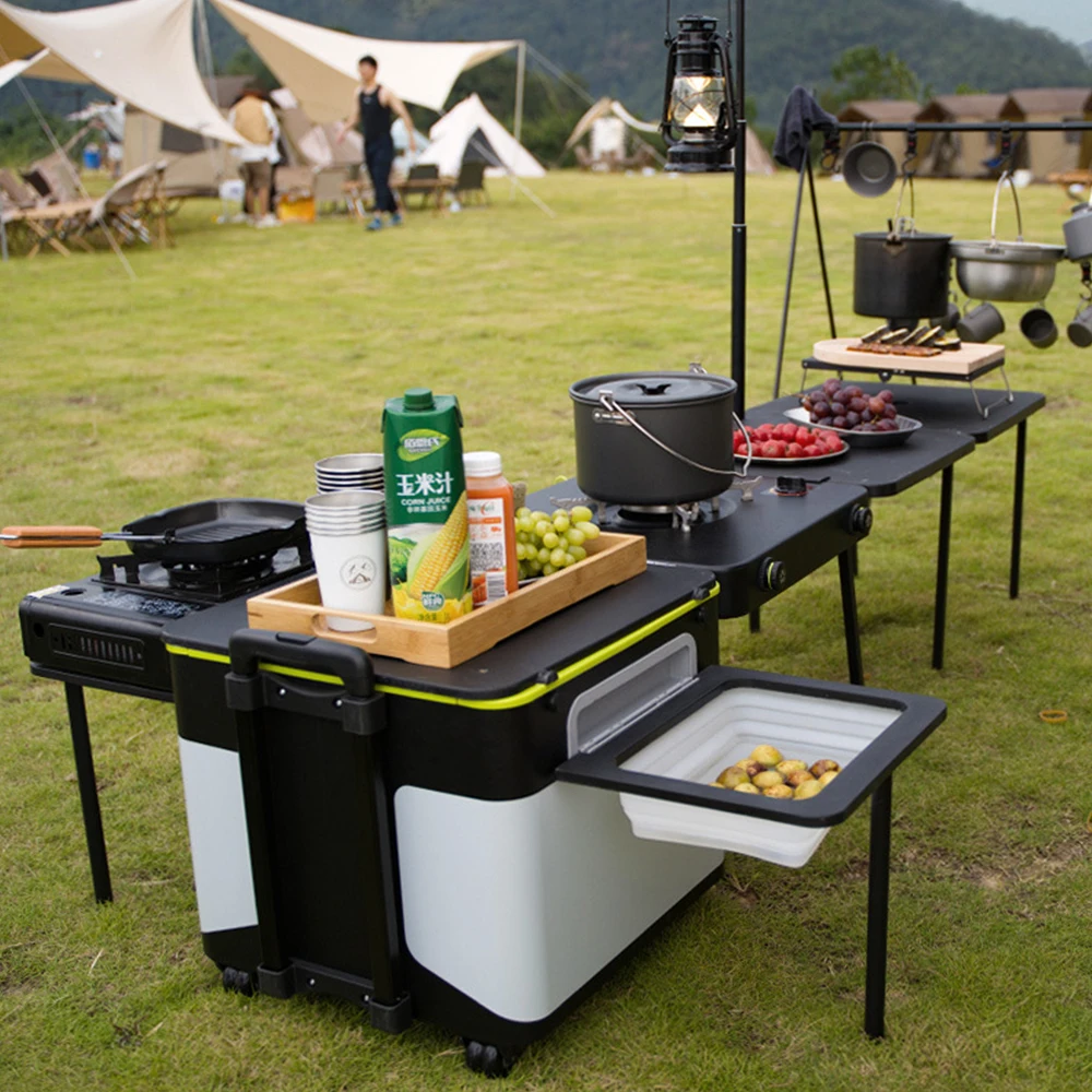 Folding Camping Kitchen Table Storage  Portable Camping Kitchen Table Sink  - 60l - Aliexpress