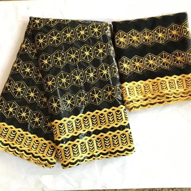Высокое качество 5 ярдов Базен Riche дизайн Африканский Базен кружевная ткань+ 2 ярдов сетка тюль кружево с бисером KY112525