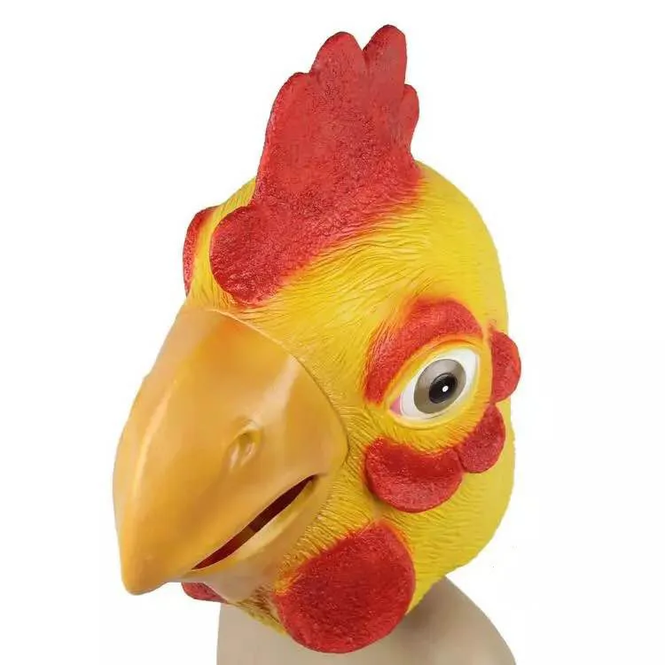 Chicken Head-Mask Vinyl Material Halloween Party Dressing up Head Band Mask