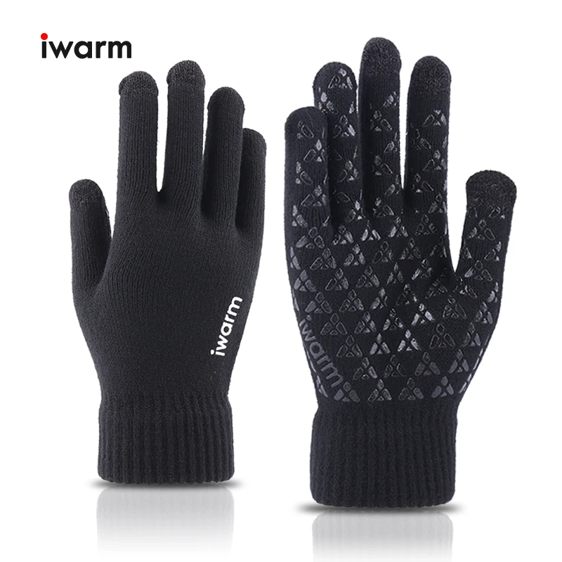 Iwarm трикотажные перчатки женские и мужские с сенсорным экраном зимние осенние