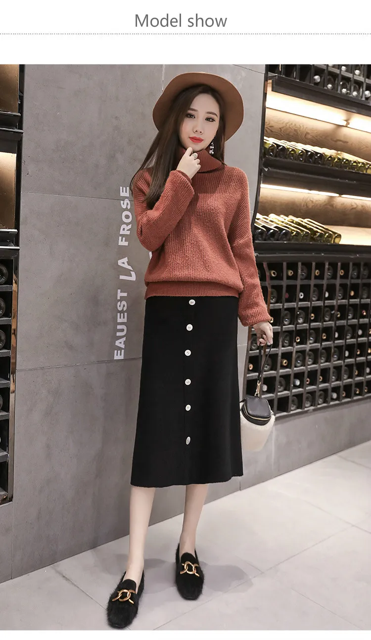 Maternity Skirts Autumn and Winter Belly Support Knitted Skirt Pregnant Women Skirt High Waisted Pregnancy Skirts JOYRAY.B