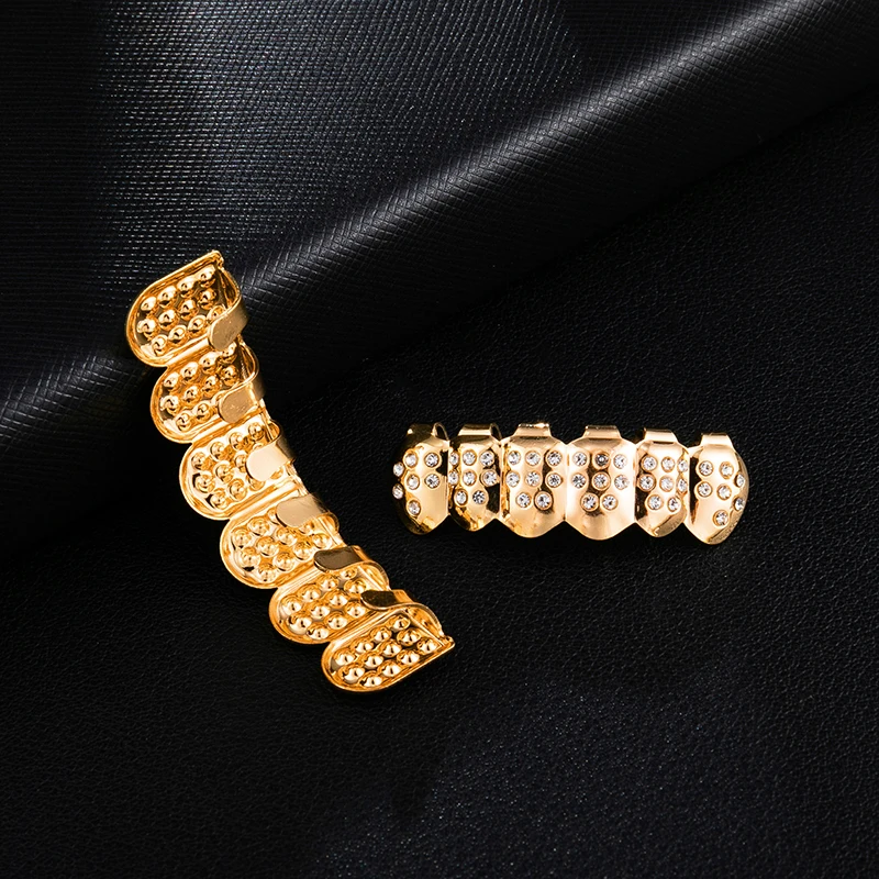 US7 1 компл. Зубные хип-хоп Золото Серебро Iced Out CZ зубы Grillz Верхняя Нижняя Bling вампира зубы шапки для мужчин женщин рот Украшения для тела