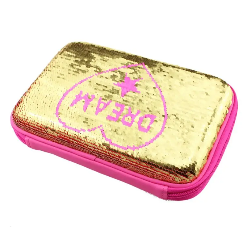 

New Love Sequins Pencil Case Pen Boxes Girl Gift Brush Pot Kawaii Stationery Bags School Supplies Storage Organizer