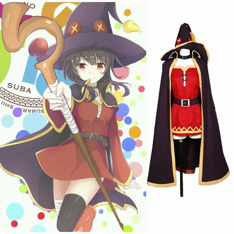 KonoSuba Божье благословение на этот чудесный мир Megumin платье с накидкой для косплэя