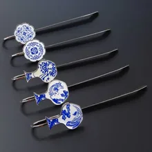 1 шт Ретро китайский стиль фарфоровая ваза металлические закладки для книг Маркер Держатель страницы школьные принадлежности для учащихся подарки