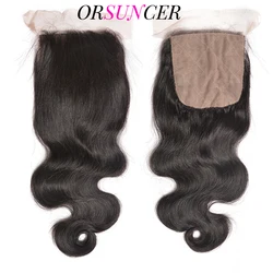 ORSUNCER  Brazilian Body Wave 4x4 Lace Closure Natural Color 10-18 Inch 4*4 Closure Free Part Remy Human Hair For Black Women