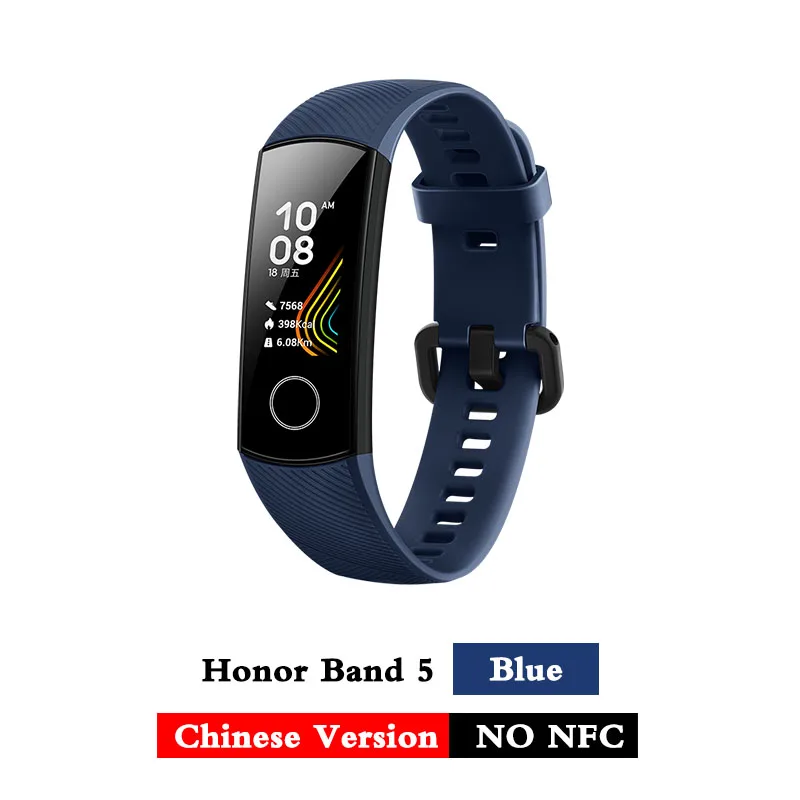 band 5 blue Huawei Honor band 5 smartband AMOLED huawei smartwatch кровяное кислородное сердце rage ftness трекер сна swiming sport trakcer gps - Цвет: band 5 blue