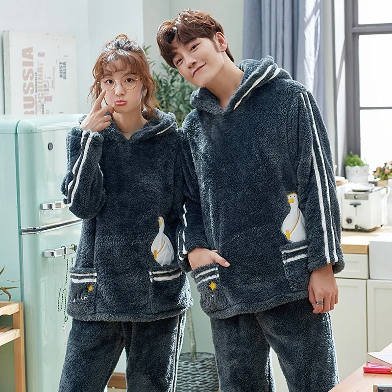 JRMISSLI Пижама с капюшоном наборы для женщин мультфильм пижамы Пары Loungewear Lover Pyjama