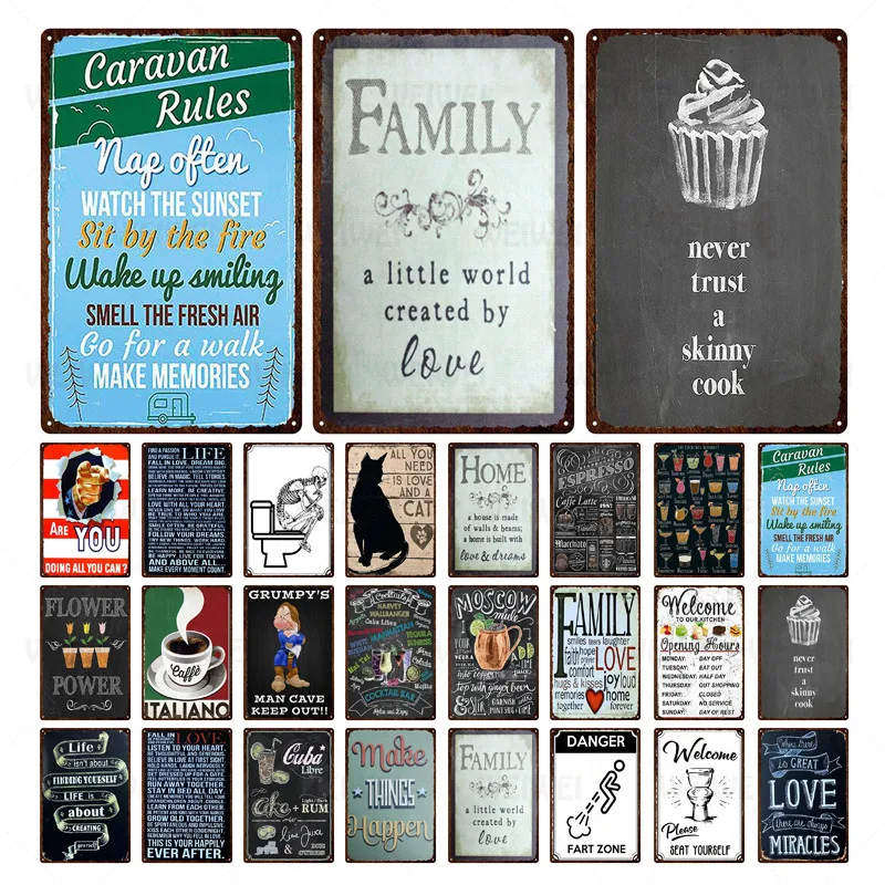 

Interesting Decorative Sign For Bathroom Family Warm Slogan Iron Plate Decoration Brand Retro Color Fun Home Decoration Metal
