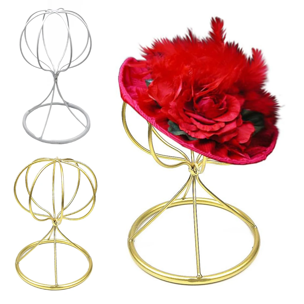 2pcs Balloon Style Metal Hat Helmet Holder Tabletop Wig Display Stand 22cm