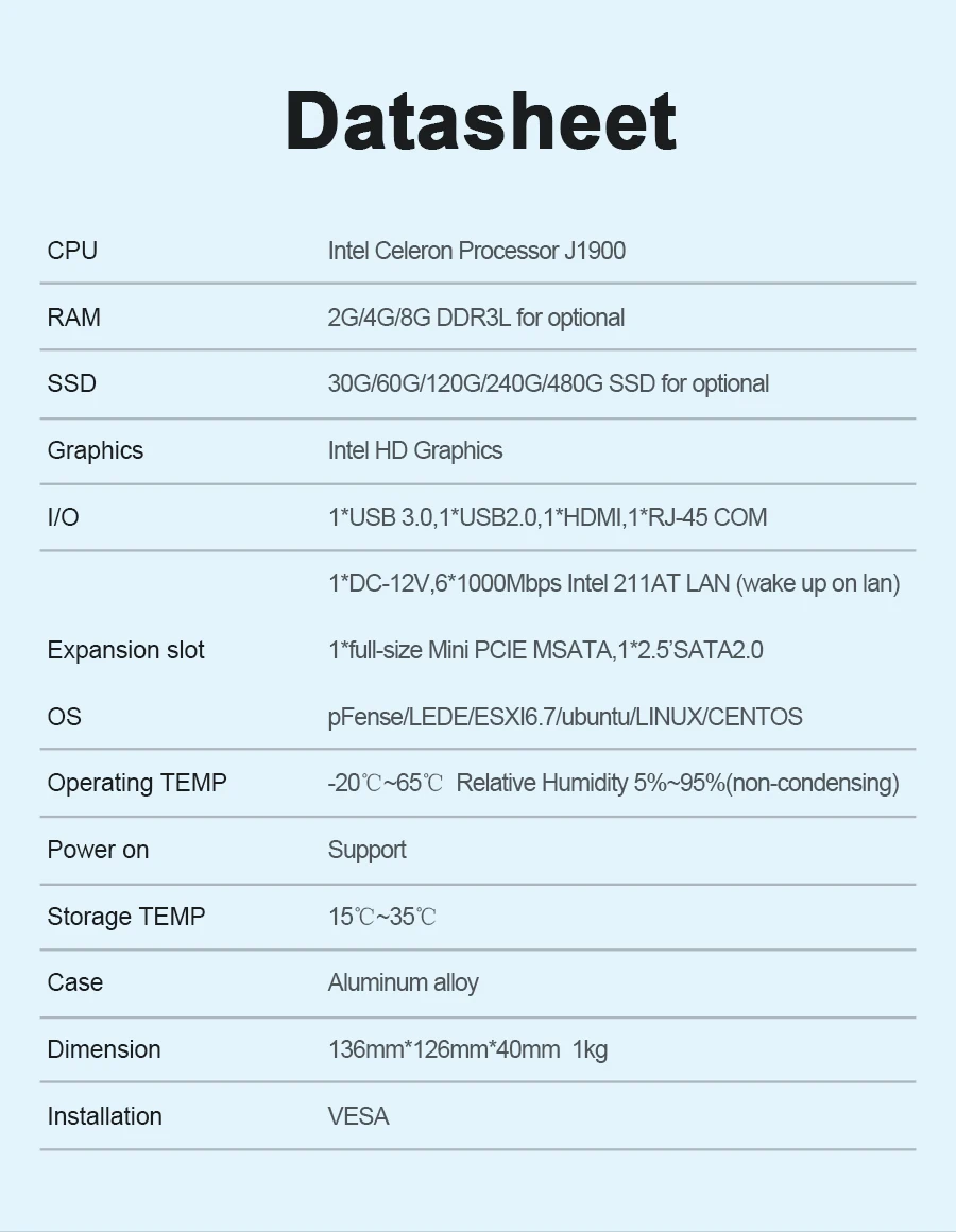 6*1000 Мбит LAN, мини-ПК Gigabit Intel 211AT Wi-Fi Celeron J1900 роутер с файрволом Ubuntu(убунту-операционная система Windows 10 Мини компьютер без вентиляторов