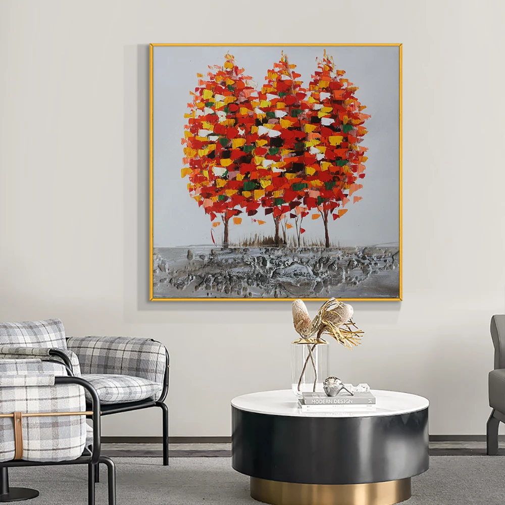

Abstract Textured Trees Painting 100% Hand Painted On Canvas Modern Handmade Trees Oil Painting Wall Art For Home Decoration