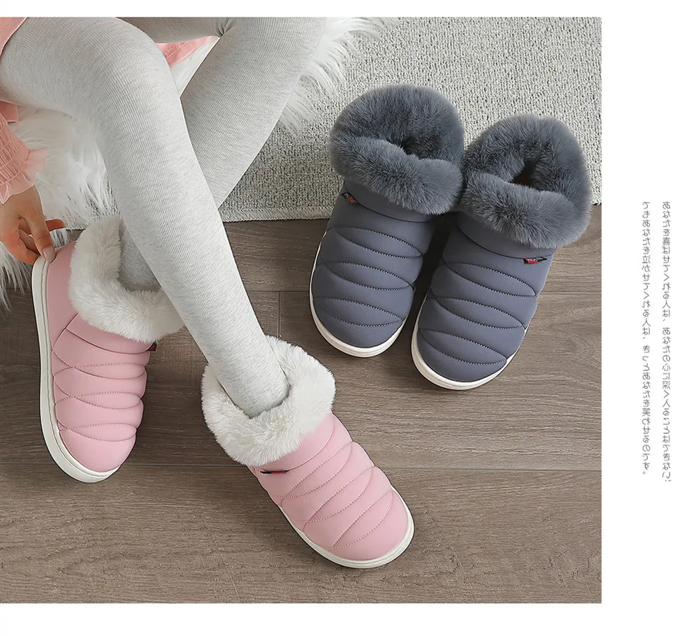 Suihyung/женские тапочки; зимние теплые домашние тапочки с искусственным мехом; женская обувь без каблуков; мужские домашние тапочки; мягкие пушистые шлепанцы на платформе; хлопковая обувь
