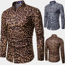 Chemise à manches longues pour Homme, imprimé léopard, de haute qualité, décontracté, fête, automne et printemps 