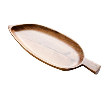 

Wood Pan Plate Fruit Dishes Saucer Tea Tray Dessert Dinner Bread Leaf Pattern Wood Plate Storage Trays