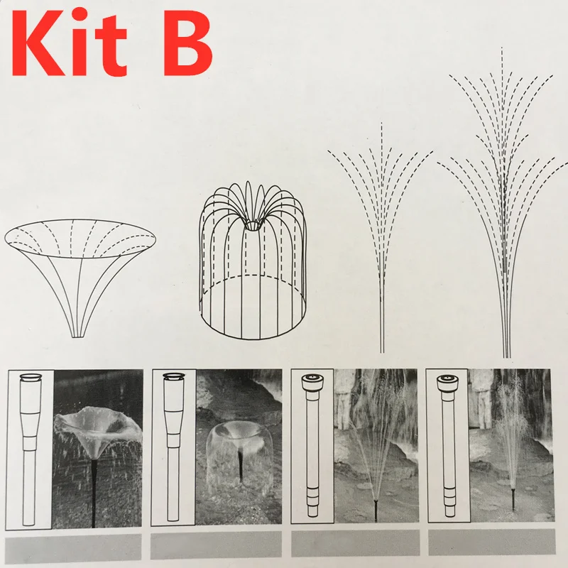 1/2" 3/4" Plastic Fountain Head Set For Garden Pond