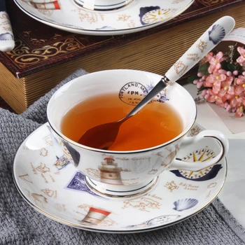 

Nordic Creative European Tea Cup Set and Saucer Bone China Coffee Cup Teacup Porcelain Nice Home Party Afternoon Tea J