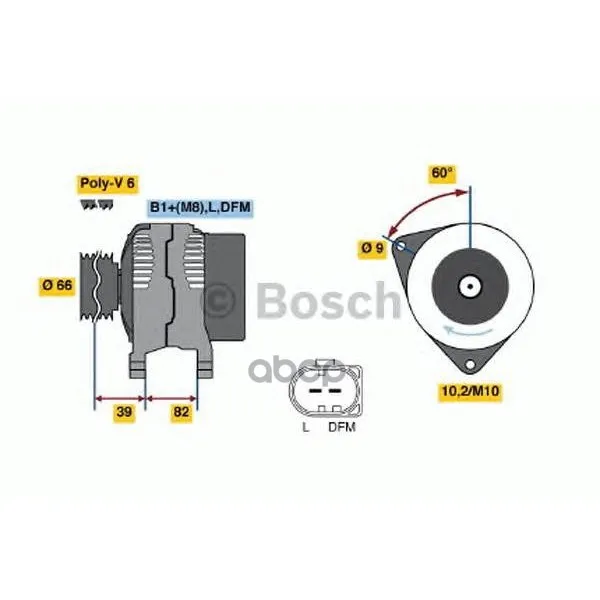 Alternator 14v 120A Bosch art. 0986044330