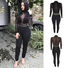 Mesh Womens Jumpsuit Fashion Sexy Solid Bandage Long Sleeves Zipper Clubwear Slim Playsuits Monos de Fiesta 2020 New Hot Sale E Mesh Womens Jumpsuit Fashion Sexy Solid Bandage Long Sleeves Zipper Clubwear Slim Playsuits Monos de Fiesta 2020 New Hot Sale E