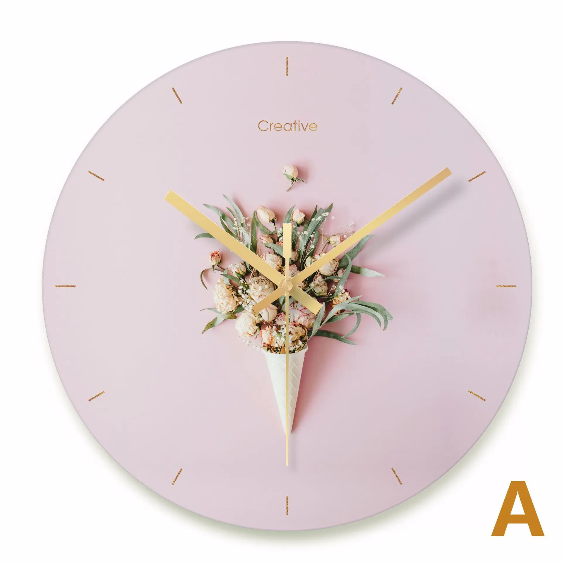 Wall Clock Nordic Household Mute Living Room Bedroom Minimalist Modern Decorative Wall Watch 14 Inch Quartz Round Clocks - Цвет: 3025