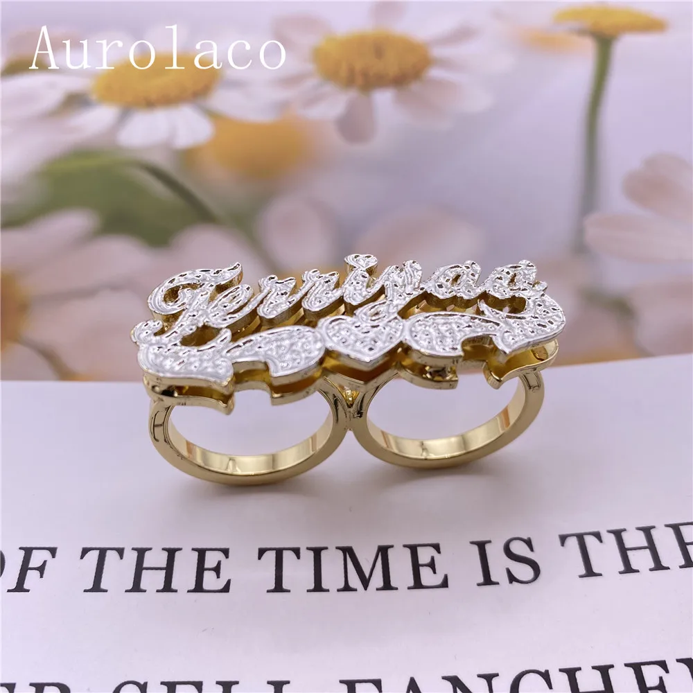 Personalized Rings for Women, 18k Gold Name Rings Personalized with Na –  Flowshey