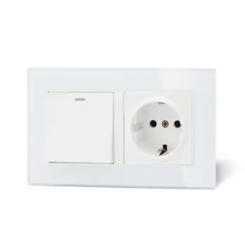 

EU Standard Wall Socket Soft LED On/Off Light Switch PC Panel with 2 USB Port G6KA